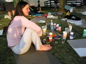 Účastníci workshopů na pláži Ostende