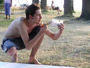 Účastníci workshopů na pláži Ostende