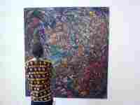 Lukáš Hladík in front of the painting by Otto Placht