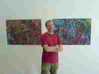 Matěj Smetana at exhibition opening of Otto Placht