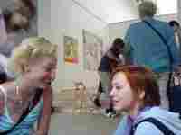 Martina Švarcová and Veronika Bromová at exhibition opening of Martin Mainer in Gallery Mánes